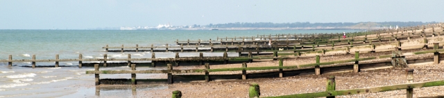 Groynes across the beach, West Kingston, Ruth's coastal walk.
