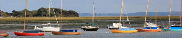 Boats at mouth of Lymington River, Ruth's coast walk.