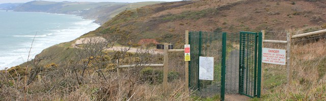 Tregantle Fort gates, South West Coast Path, Ruth's walk
