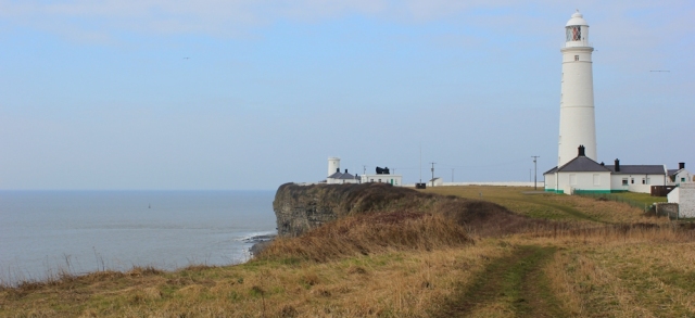 11 Nash Point light house, Ruth walking the Wales Coast Path