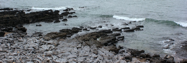 Holy's Wash rocks, Port Eynon Bay, Ruth on the Wales Coast Path