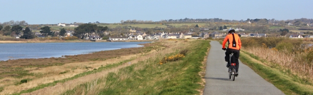 04 The Cob, Ruth walking to Malltraeth along the Isle of Anglesey Coastal Path