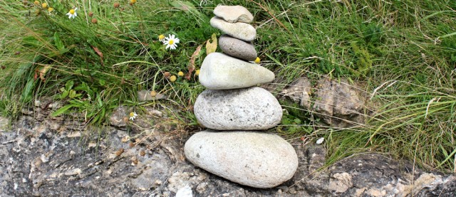 16 piled up stones, Ruth Livingstone on Arran